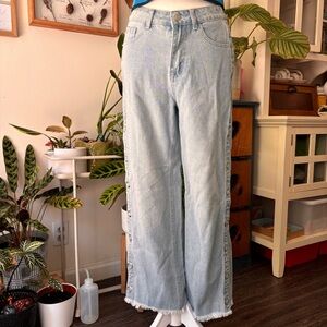 High Waist Button Side Boohoo Women Jeans Straight Leg